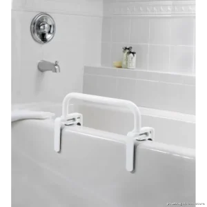 Low Profile Tub Safety Grab Bar with Slip Resistance for Elderly Bathroom Use