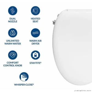 SmartElan HEAVEN ELONGATED Electric Toilet Seat With Heated Wash & Dry – White