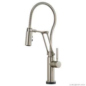 SmartTouch Articulating Kitchen Faucet with Stainless Steel Pull-Down Spray Hose - Brizo 64121LF-SS