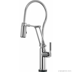 SmartTouch Articulating Kitchen Faucet with Finished Hose & Chrome Finish