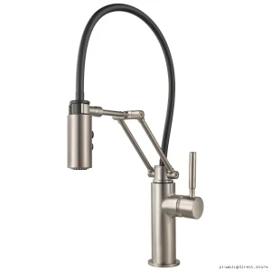 Solna 63221LF-SS Articulating Kitchen Faucet with Pulldown Spray - Stainless Steel Brizo