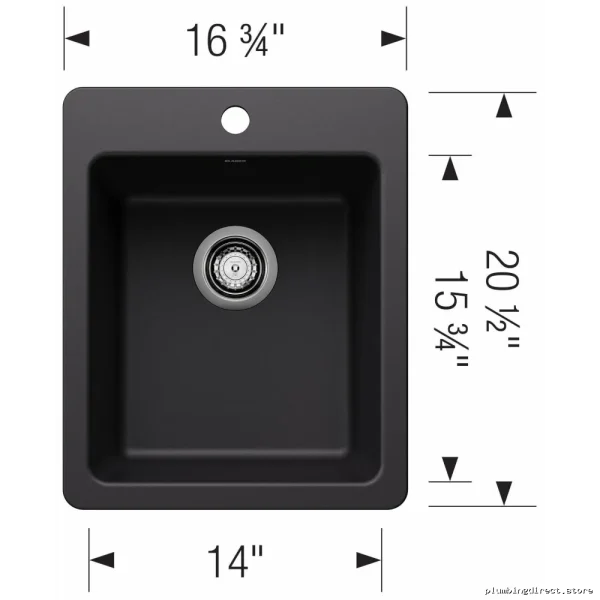Liven Blanco Space-Saving Dual Mount Bar Sink - 1-Bowl Stainless Steel Coal Black 403666 - Image 2