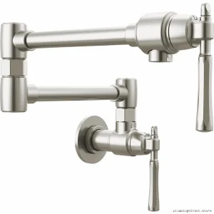 Space-Saving Hanging Pot Filler | Stainless Steel Wall Mount | Tulham Brilliance 62858LF-SS Brizo