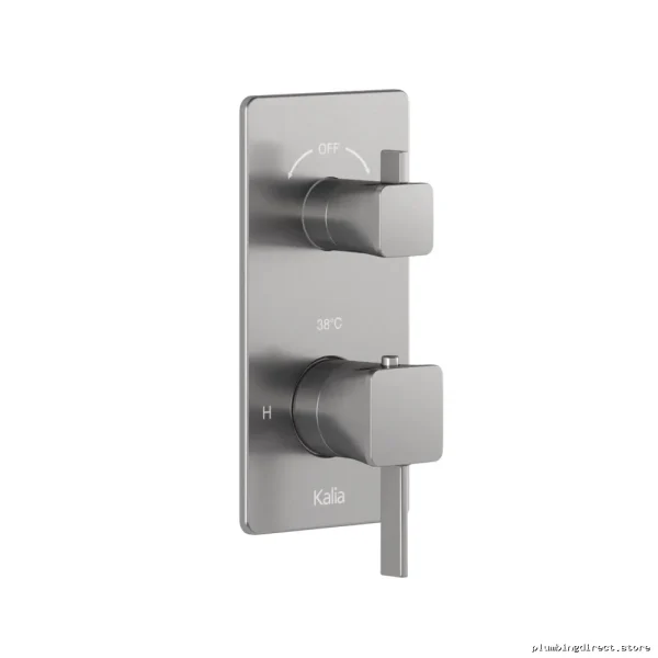 SquareOne Three-Way Thermostat Mixer Valves for Showers w/ Integrated Diverting Trim - Solid Nickel Model BF...