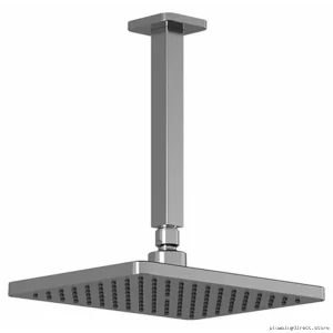SquareOne Spacious Rain Shower Head + Vertical Ceiling Mount in Chrome - High Pressure Design
