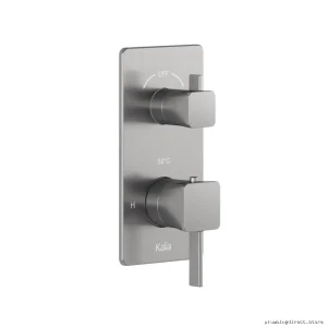 SquareOne Dual-Port Thermostatic Mixing Valve with Integrated Diverter & Trim - Nickel-Plated BF1581-125 Kalia
