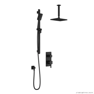 SquareOne Matte Black Thermostatic Ceiling Shower System