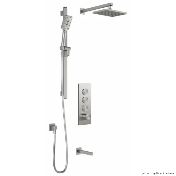 SquareOne TB3 Push-Button Thermostatic Shower System - Wall Arm Included (No Valve), Polished Nickel Finish BF2071-125 Kalia - Image 4