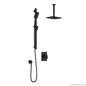 SquareOne TCD Thermostat Coaxial Shower System w/ Vertical Arm Fewer Valves - Matte Black BF_... Kalia