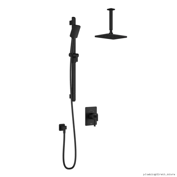 SquareOne TCD Thermostat Coaxial Shower System w/ Vertical Arm Fewer Valves - Matte Black BF_... Kalia