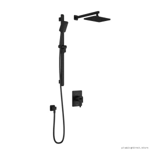 SquareOne TCD1 Thermostatic Coaxial Shower System with Wall Arm - Matte Black