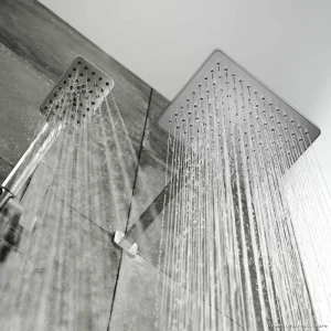 SquareOne TD2 Thermostatic Shower Valve - Integrated Diverter & Ceiling-Mounted Vertical Arm in Pure Nickel