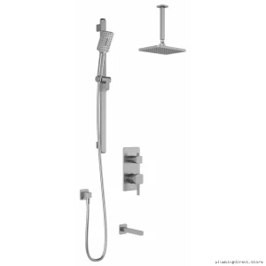 SquareOne TD3 Chrome Thermostatic Diverter Shower with Vertical Ceiling Mount - Model Kalia