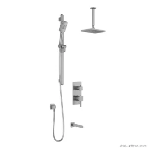 SquareOne TD3 Thermostat Tub & Shower Diverter System w/ Vertical Ceiling Arm (Valve Lite) Chrome