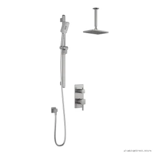 SquareOne TD Vertical Ceiling Arm Thermostat Diverted Shower System - Pure Nickel BF