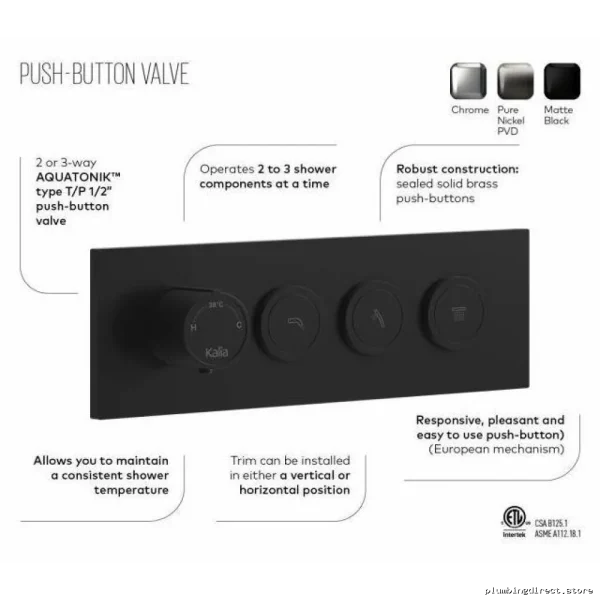 SquareOne Thermostatic Push Button Shower with Wall-Mount Arm - Pure Nickel - Image 2
