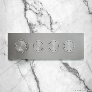 SquareOne Thermostatic Push Button Shower with Wall-Mount Arm - Pure Nickel