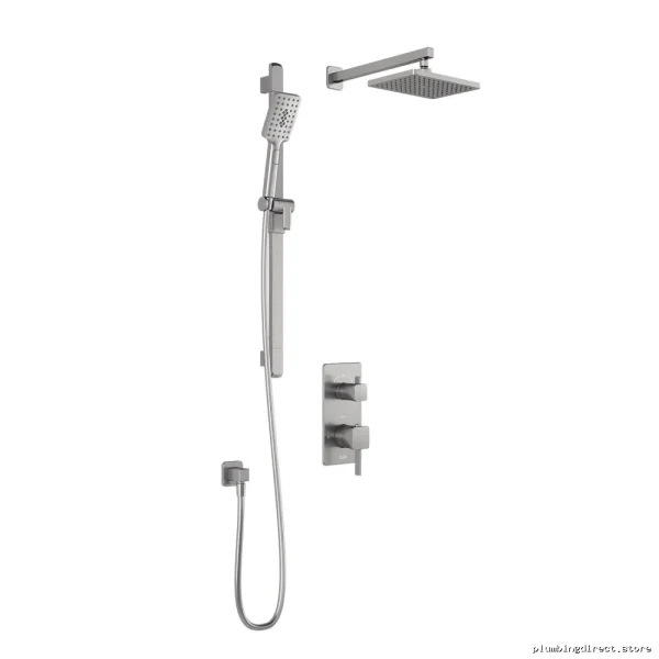 SquareOne TD2 Thermostatic Shower System with Wall Arm & Divert Valve - Pure Nickel - Image 2