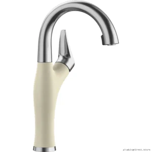 Artona Stainless Steel Bar Faucet with Hidden Pulldown Spray - Biscuit Finish & Blanco