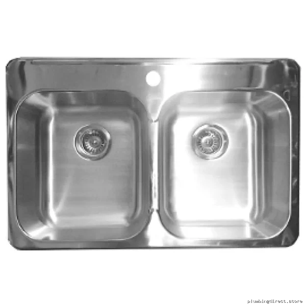 Stainless Steel Double Bowl Drop-In Sink - 8 Inch Deep, 1 Hole Kitchen Sink