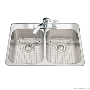 Stainless Steel Single-Hole Double Bowl Drop-In Kitchen Sink with Drain Grids - Kindred CDLA2031