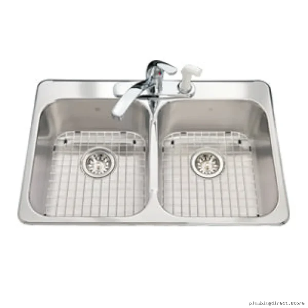 Stainless Steel Single-Hole Double Bowl Drop-In Kitchen Sink with Drain Grids - Kindred CDLA2031