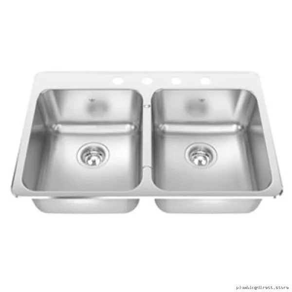 Stainless Steel Double Bowl Drop-In Sink with Bottom Grid Drain - 3-Hole Faucet Mount Kindred CDLA2031/8S/3