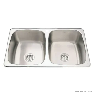 Stainless Steel Two-Bowl Drop-In Laundry Sink with Single Hole Drain