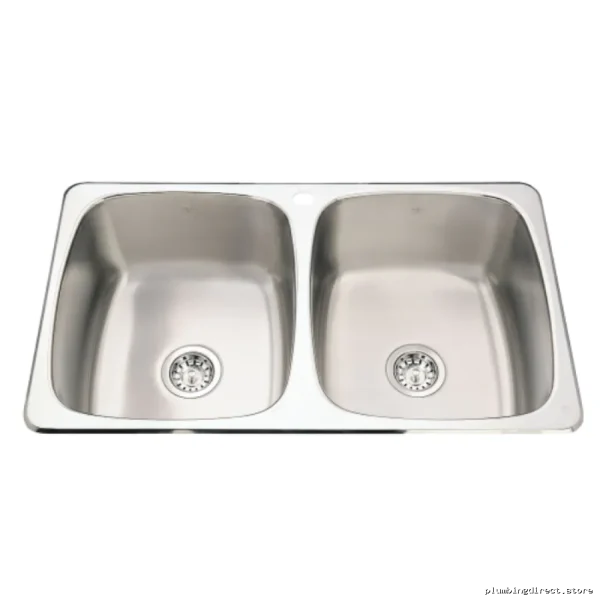 Stainless Steel Two-Bowl Drop-In Laundry Sink with Single Hole Drain
