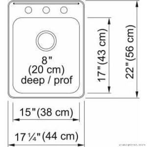Stainless Steel Drop-In Kitchen Sink 17-1/4 in., 3-Hole & Single Bowl - Steel Queen QSLA2217