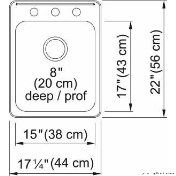Stainless Steel Drop-In Kitchen Sink 17-1/4 in., 3-Hole & Single Bowl - Steel Queen QSLA2217
