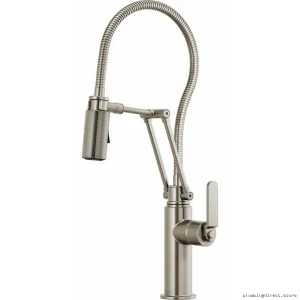Flexible Kitchen Faucet with Finished Hose & Industrial Handle - Stainless Steel Brizo