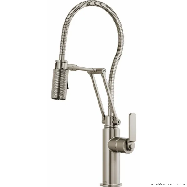 Flexible Kitchen Faucet with Finished Hose & Industrial Handle - Stainless Steel Brizo