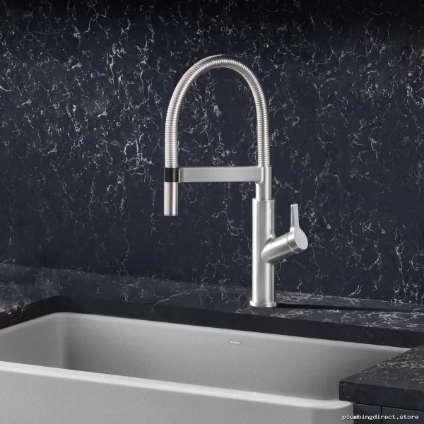 Stainless Steel Kitchen Faucet with Spring-Activated Pulldown Spray - Solenta Blanco 401991 - Image 2