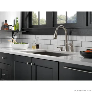 Stainless Steel Kitchen Faucet with Pull-Down Spray & Soap Dispenser | Kate Delta 16970-SSSD-DST
