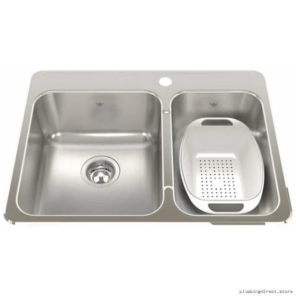 Kindred Stainless Steel Drop-In Kitchen Sink 27-1/4" 1.5 Bowl 1-Hole QCLA2027R-8-1 - Image 3