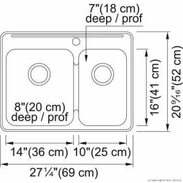 Kindred Stainless Steel Drop-In Kitchen Sink 27-1/4" 1.5 Bowl 1-Hole QCLA2027R-8-1 - Image 4