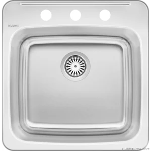 Stainless Steel Laundry Sink Drop-In Single Bowl 3-Hole Drain (8cc) Horizon Series 401651 Blanco