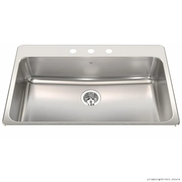 Steel Queen 33 Stainless Steel Single Bowl 3-Hole Drop-In Kitchen Sink - Image 2