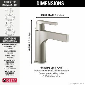 Stainless Steel Single Hole Bathroom Faucet with Delta Finish - Zura 574-SSMPU-DST