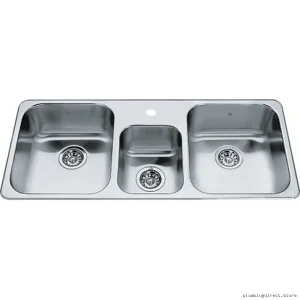 Stainless Steel Triple-Bowl Kitchen Sink - Drop-In with Single Hole Drain | Kindred