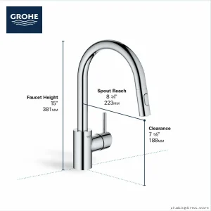 Starlight Chrome Kitchen Faucet w/ Pulldown Spray - Grohe 32665003