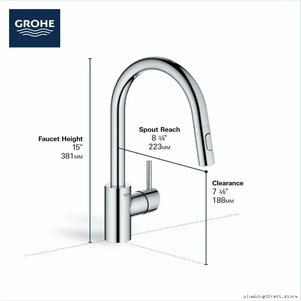 Starlight Chrome Kitchen Faucet w/ Pulldown Spray - Grohe 32665003