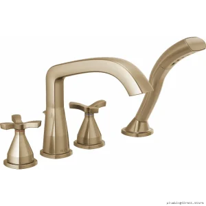Stryke Champagne Bronze Roman Tub Faucet w/ Hand Shower - T47766-CZ Delta