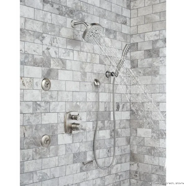 Stainless Steel 5-Setting H2Okinetic Shower Head by Stryke Delta
