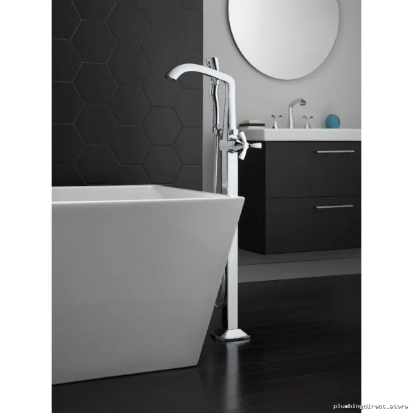 Stryke T47766-SSFL Freestanding Floor-Mount Bathtub Filler Trim Stainless Steel