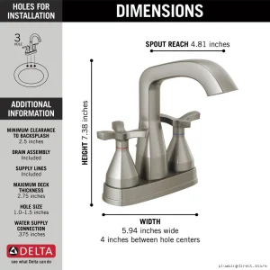 Stryke Stainless Bathroom Faucet - Centerset Design for Modern Kitchens