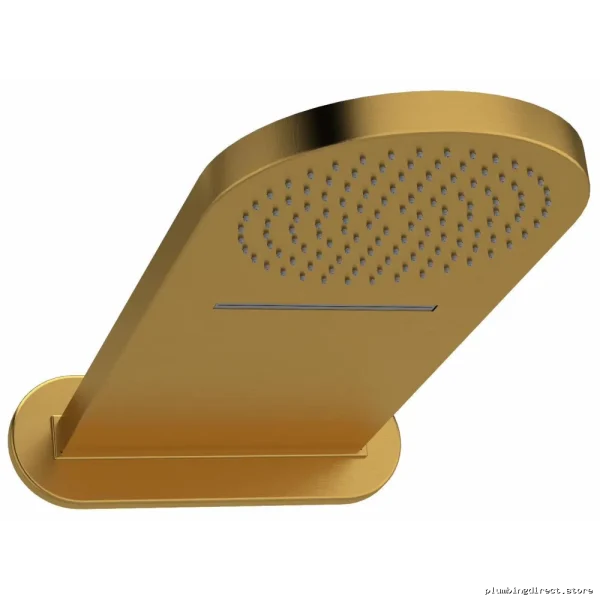 Stylish Irregular Showerhead - Rain or Cascade Flow | Brushed Gold Finish RIOBEL 406BG