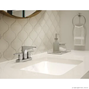 Symmons SLC-6712-STN-1.0 Modern Centerset Bathroom Faucet with Pop-Up Drain in Satin Nickel