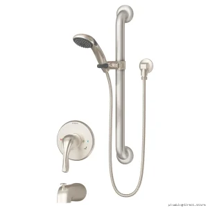 Symmons Origins Satin Nickel Tub & Shower System | Model 9604-PLR-1.5-STN